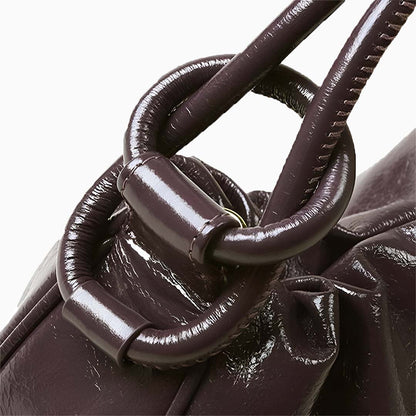 Glossy Cocoa Gathered Bag – FIORENE