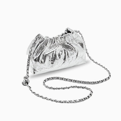 Silver Gleam Chain Clutch – FIORENE