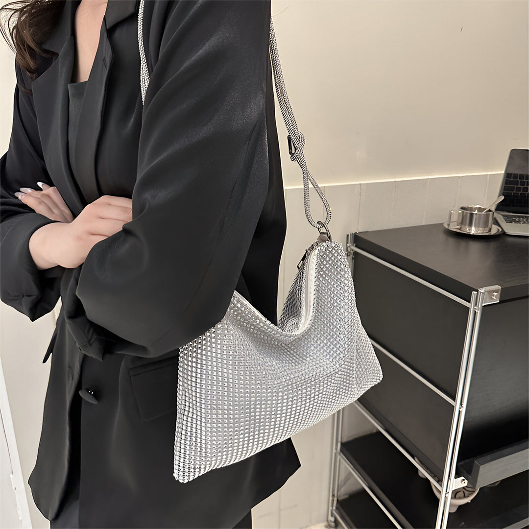 Silver Sparkle Shoulder Bag - FIORENE