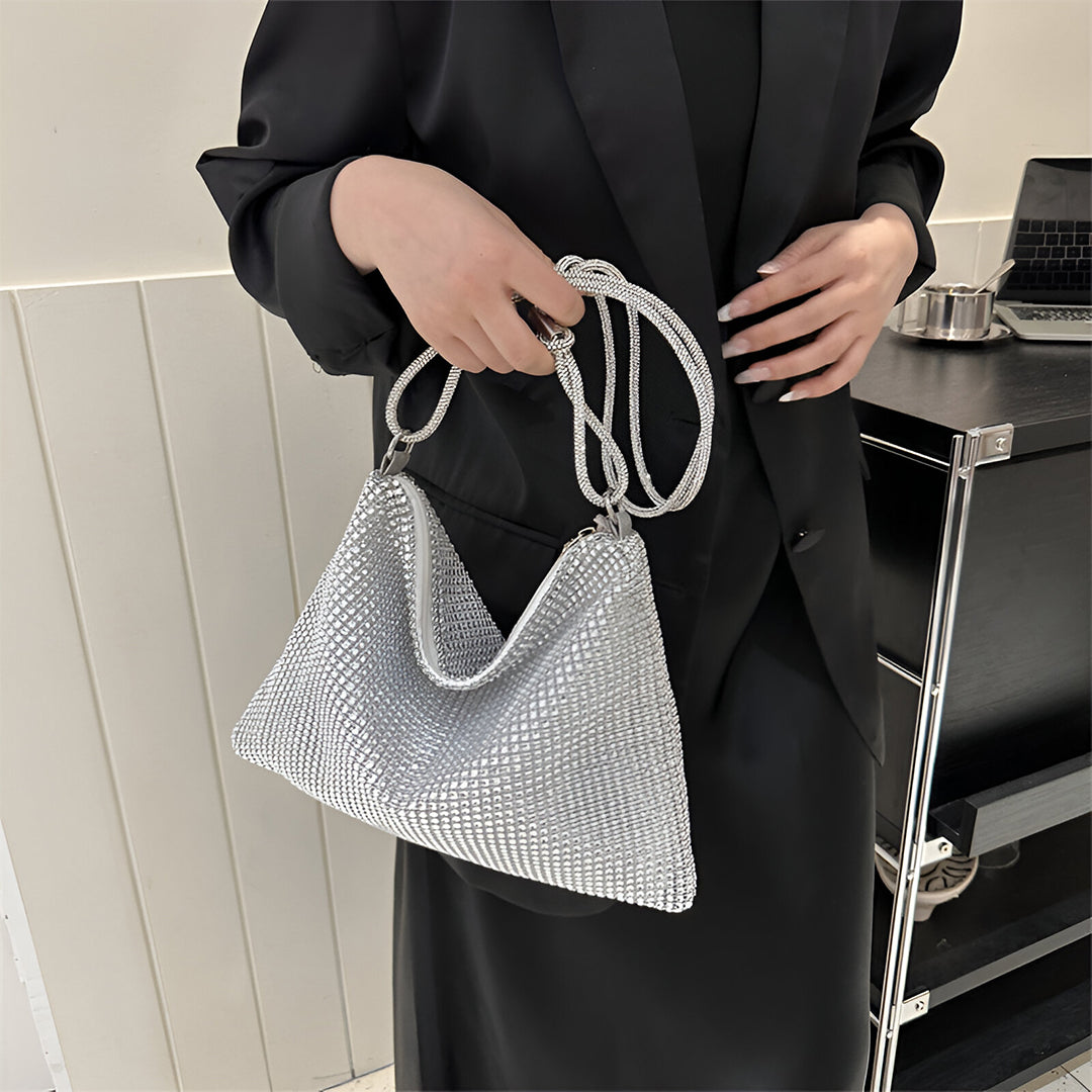 Silver Sparkle Shoulder Bag - FIORENE