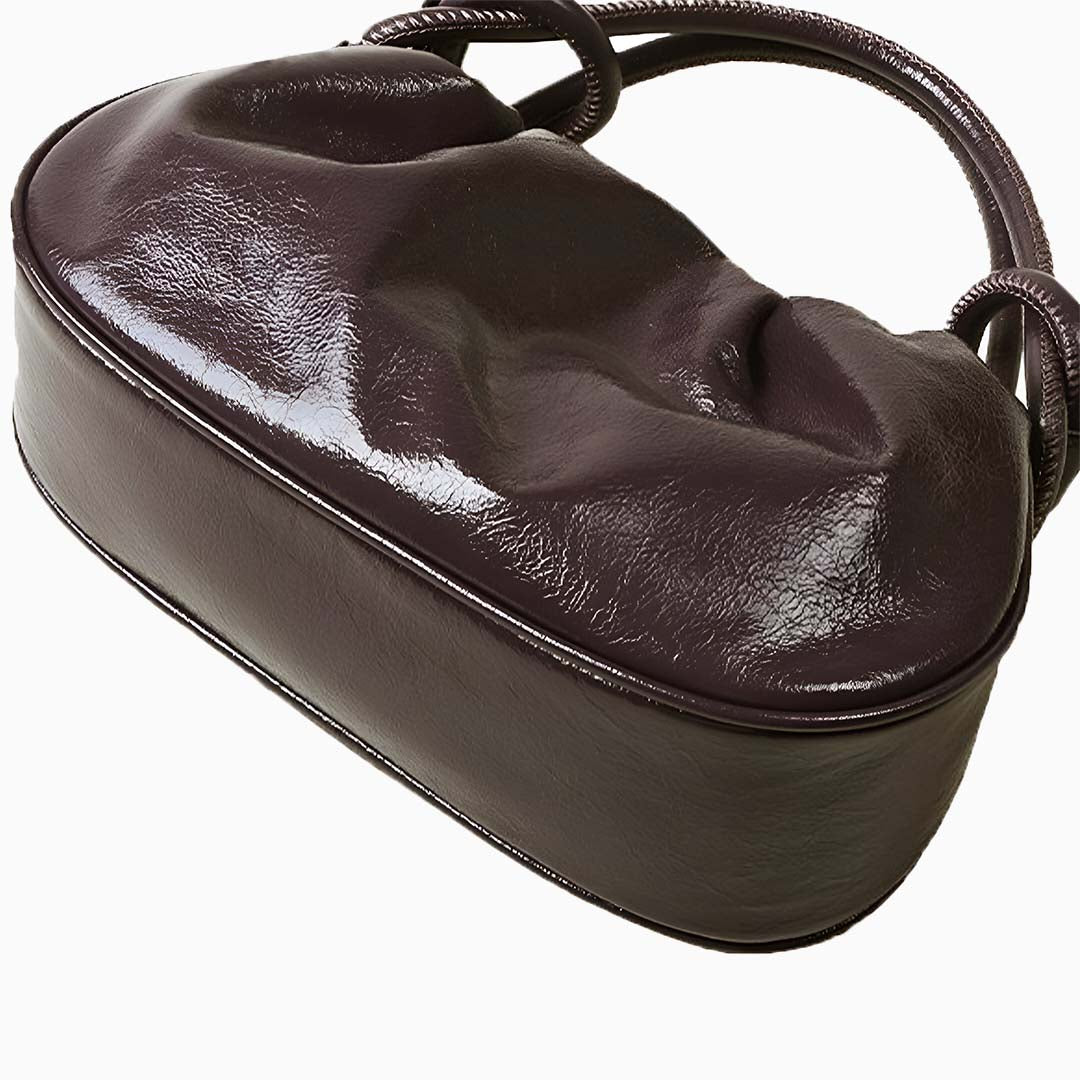 Glossy Cocoa Gathered Bag – FIORENE