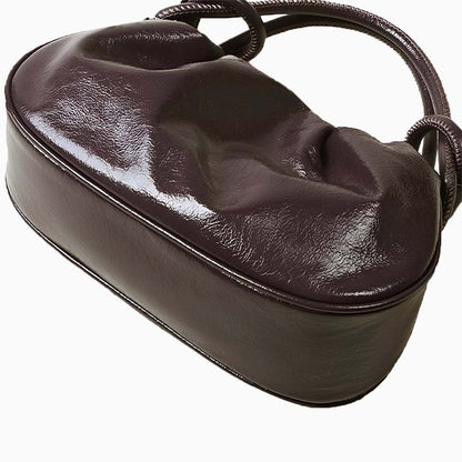 Glossy Cocoa Gathered Bag – FIORENE