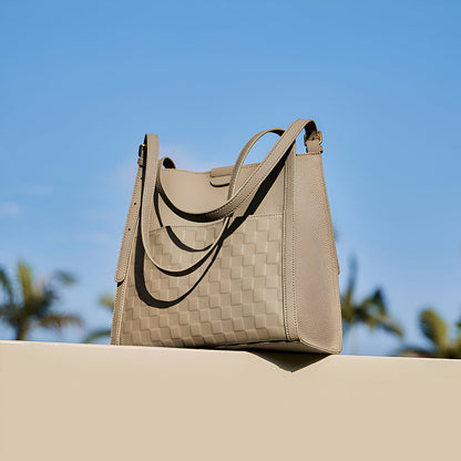 Sandstone Check Tote Bag – FIORENE