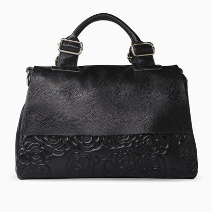 Midnight Embossed Blossom Handbag – FIORENE
