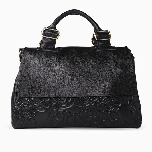 Midnight Embossed Blossom Handbag – FIORENE