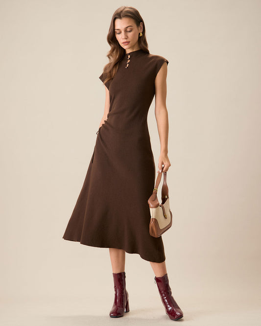 Coffee Bodycon Reversible Sweater Dress