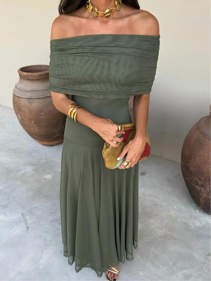 Ophelia Off-Shoulder Mesh Maxi Dress