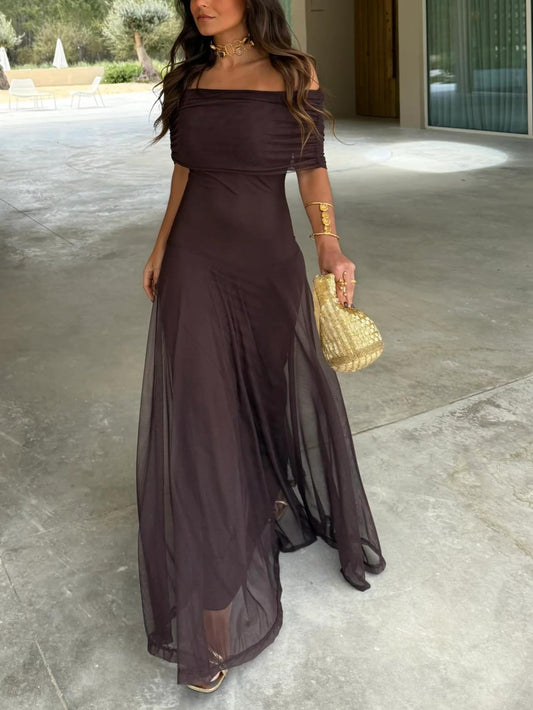 Ophelia Off-Shoulder Mesh Maxi Dress