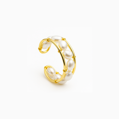 Golden Pearl Orbit Ring – FIORENE