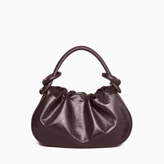 Glossy Cocoa Gathered Bag – FIORENE