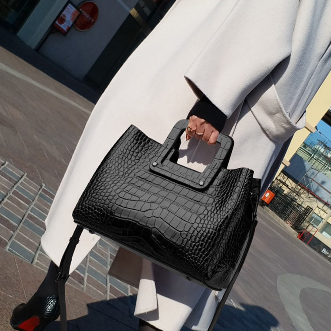 Crocodile Square Handle Tote Bag – FIORENE