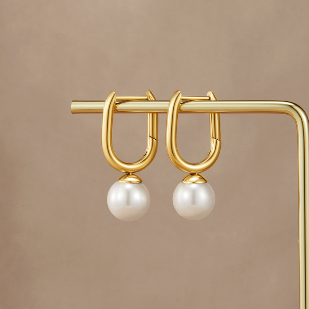 Pearl U-Hoop Earrings – FIORENE
