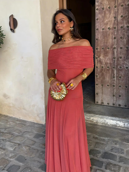 Ophelia Off-Shoulder Mesh Maxi Dress