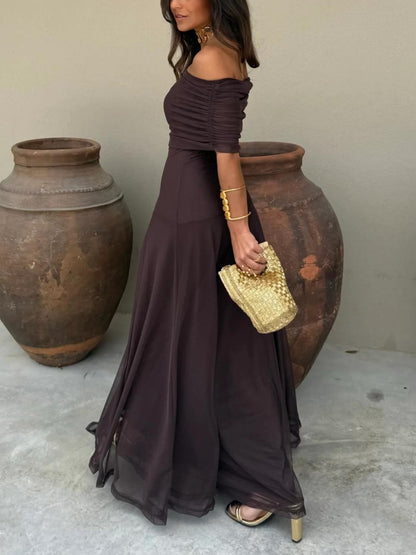 Ophelia Off-Shoulder Mesh Maxi Dress