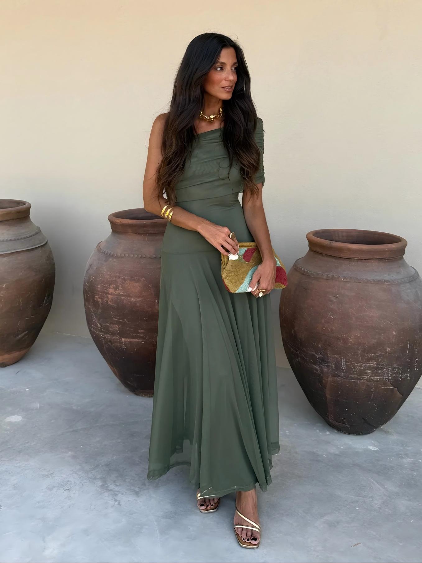 Ophelia Off-Shoulder Mesh Maxi Dress