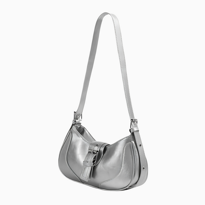 Silver Buckle Curve Shoulder Bag – FIORENE