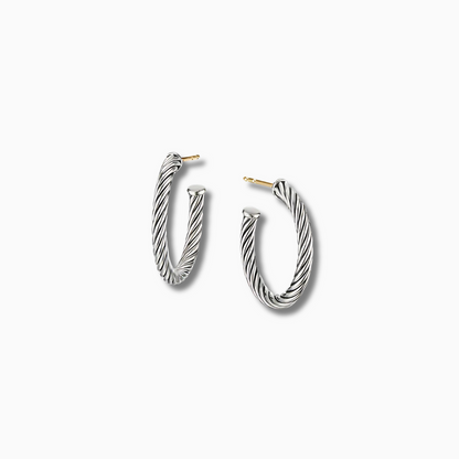 Twisted Silver Hoops Earrings – FIORENE