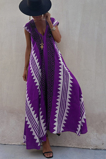 Sienna Ethnic Print A-Line Maxi Dress