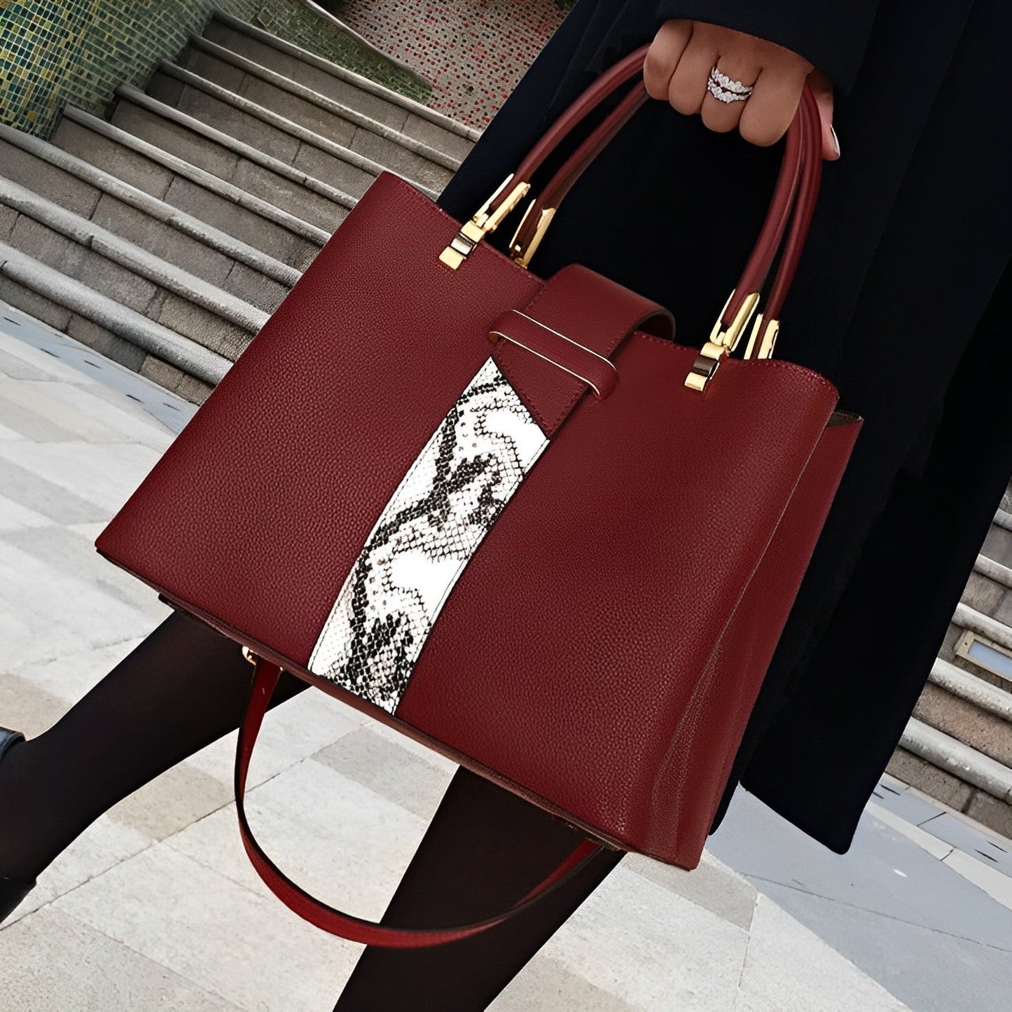 Valmara Python Accent Tote Bag– FIORENE