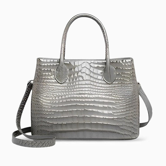Platinum Croco Shine Tote Bag – FIORENE