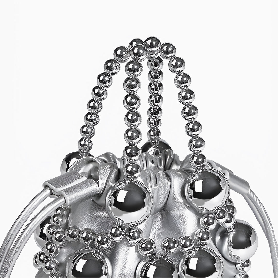 Silver Orb Beaded Handbag - FIORENE
