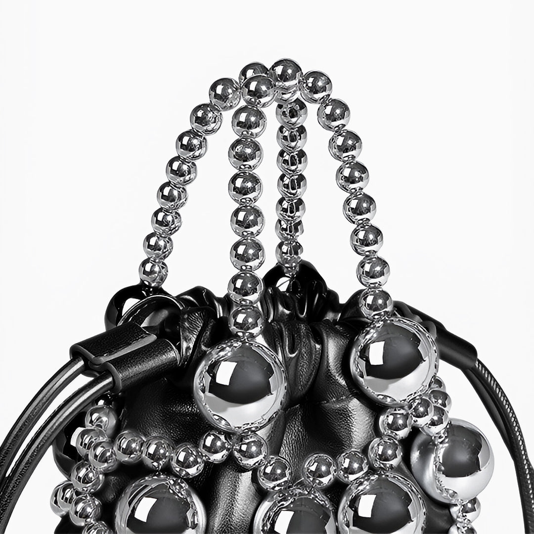 Silver Orb Beaded Handbag - FIORENE