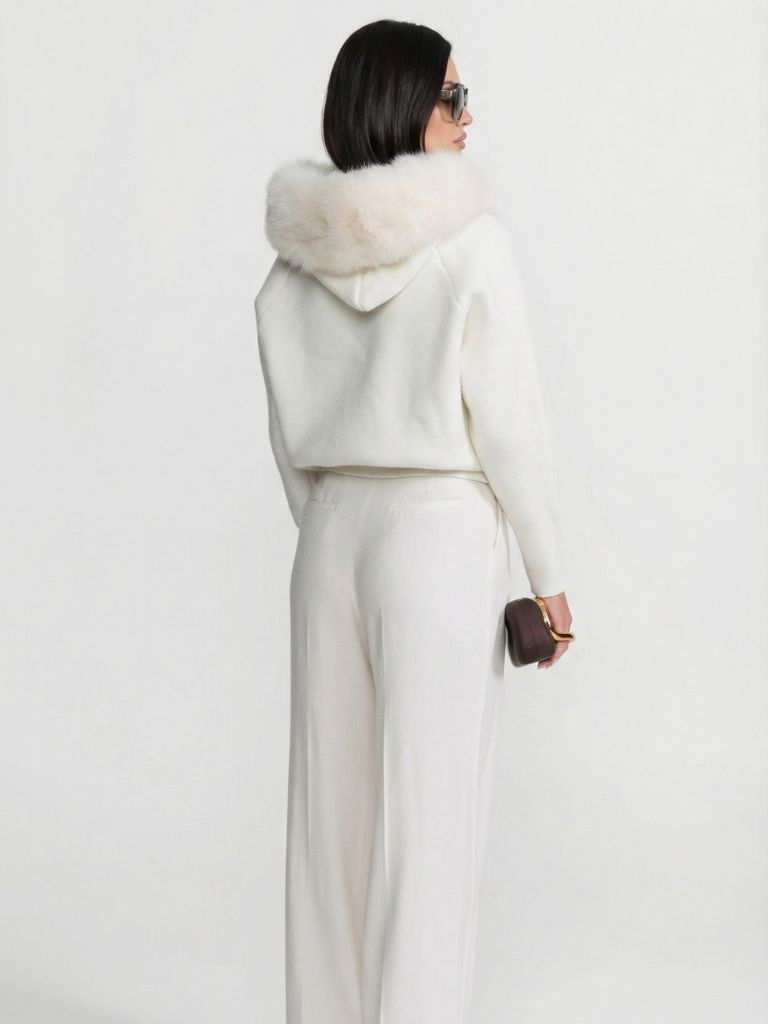 Luxe Fur Collar Wool Hoodie