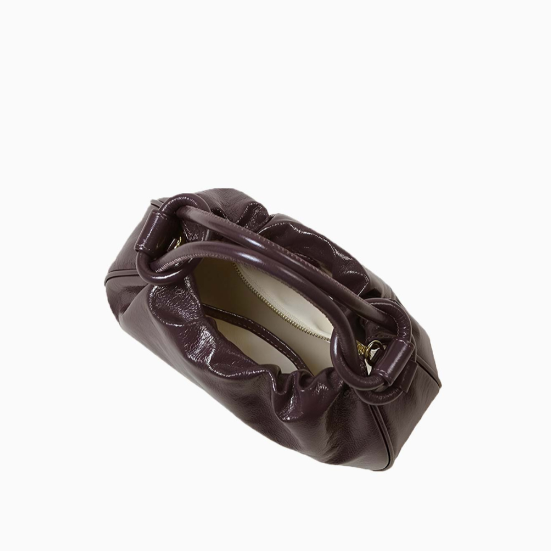 Glossy Cocoa Gathered Bag – FIORENE