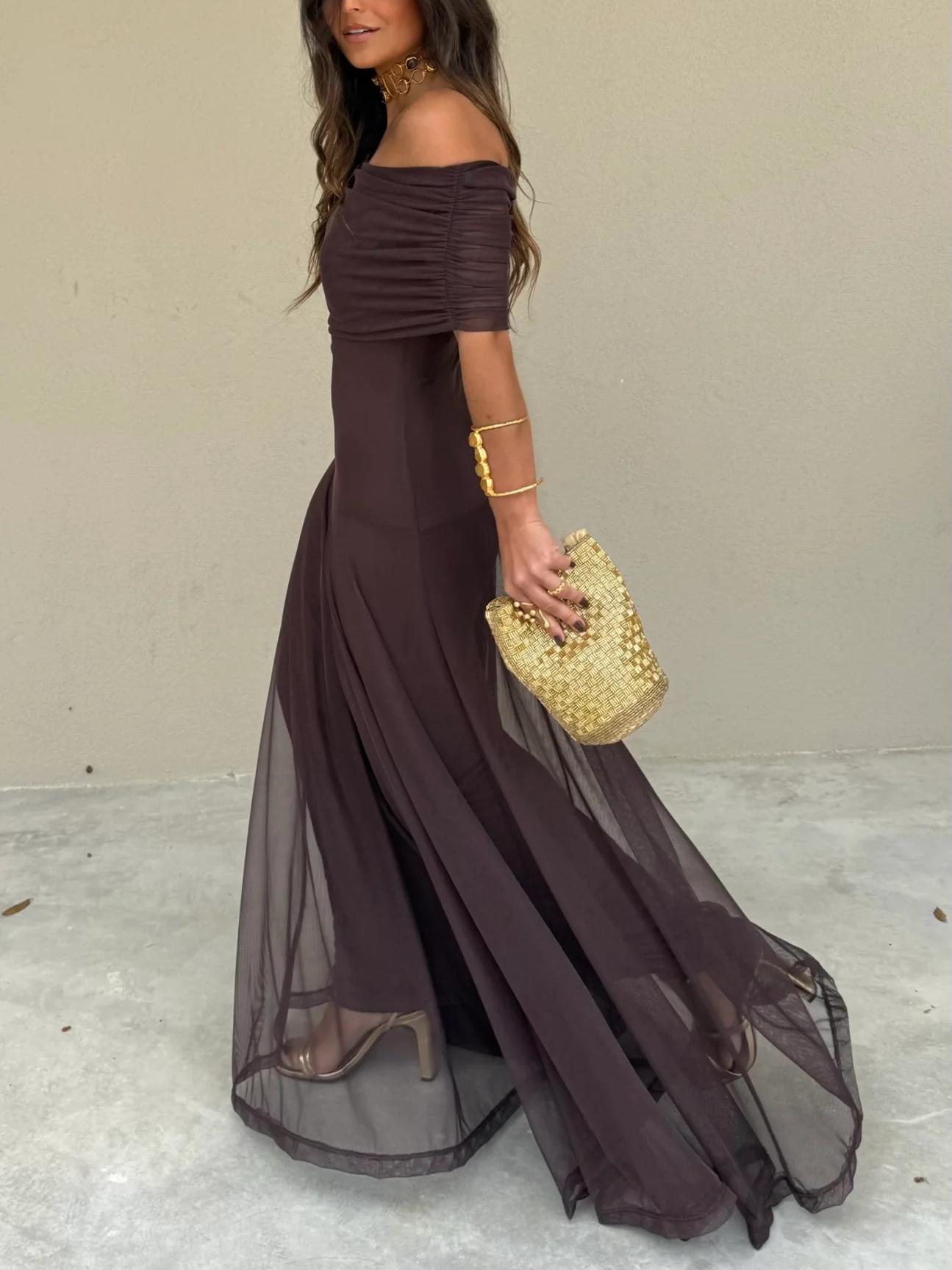 Ophelia Off-Shoulder Mesh Maxi Dress
