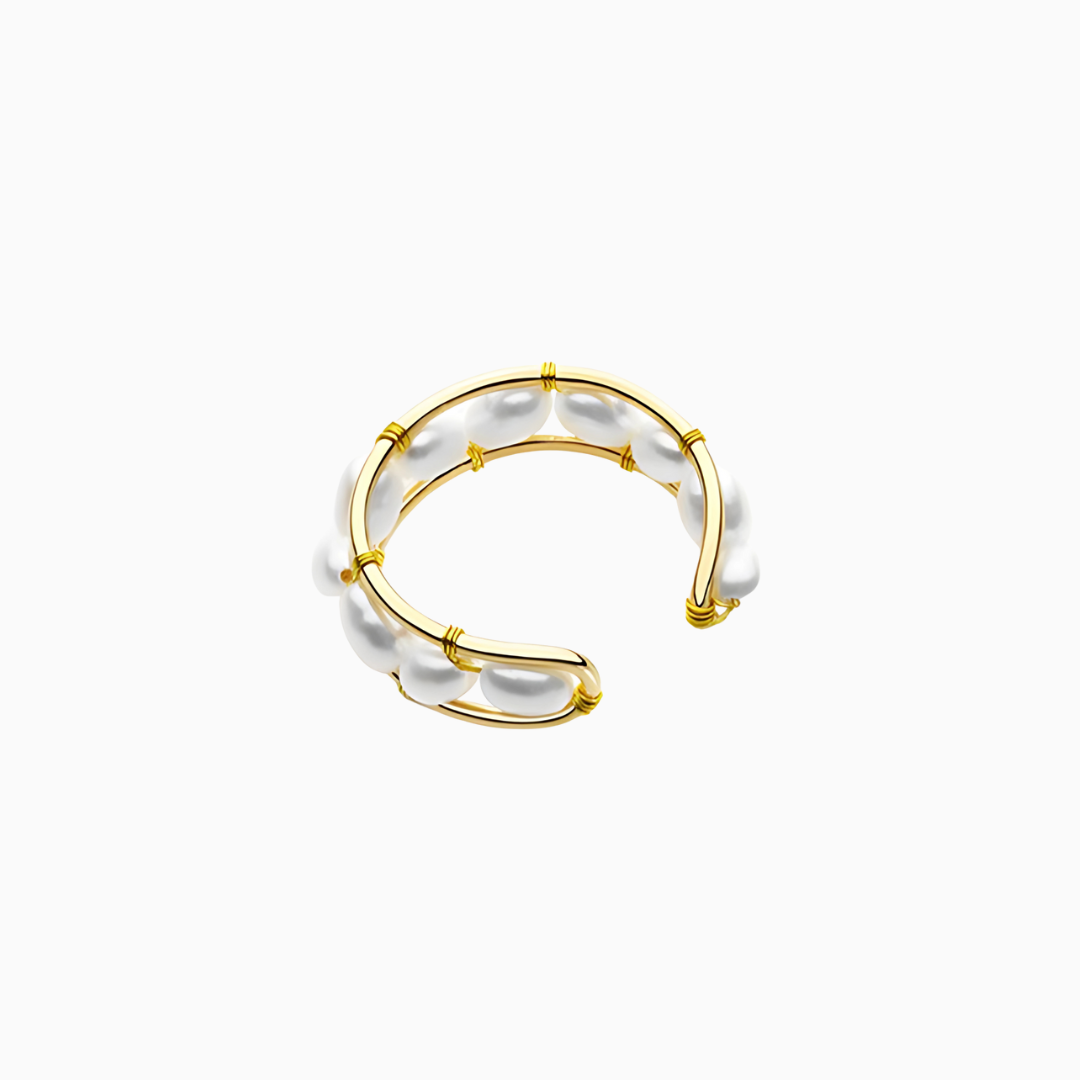 Golden Pearl Orbit Ring – FIORENE