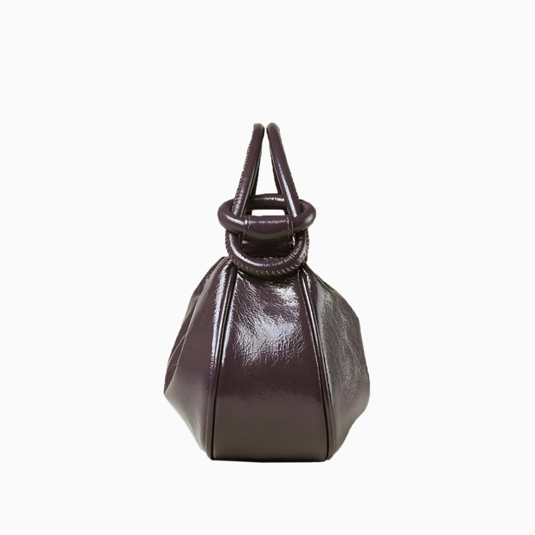 Glossy Cocoa Gathered Bag – FIORENE