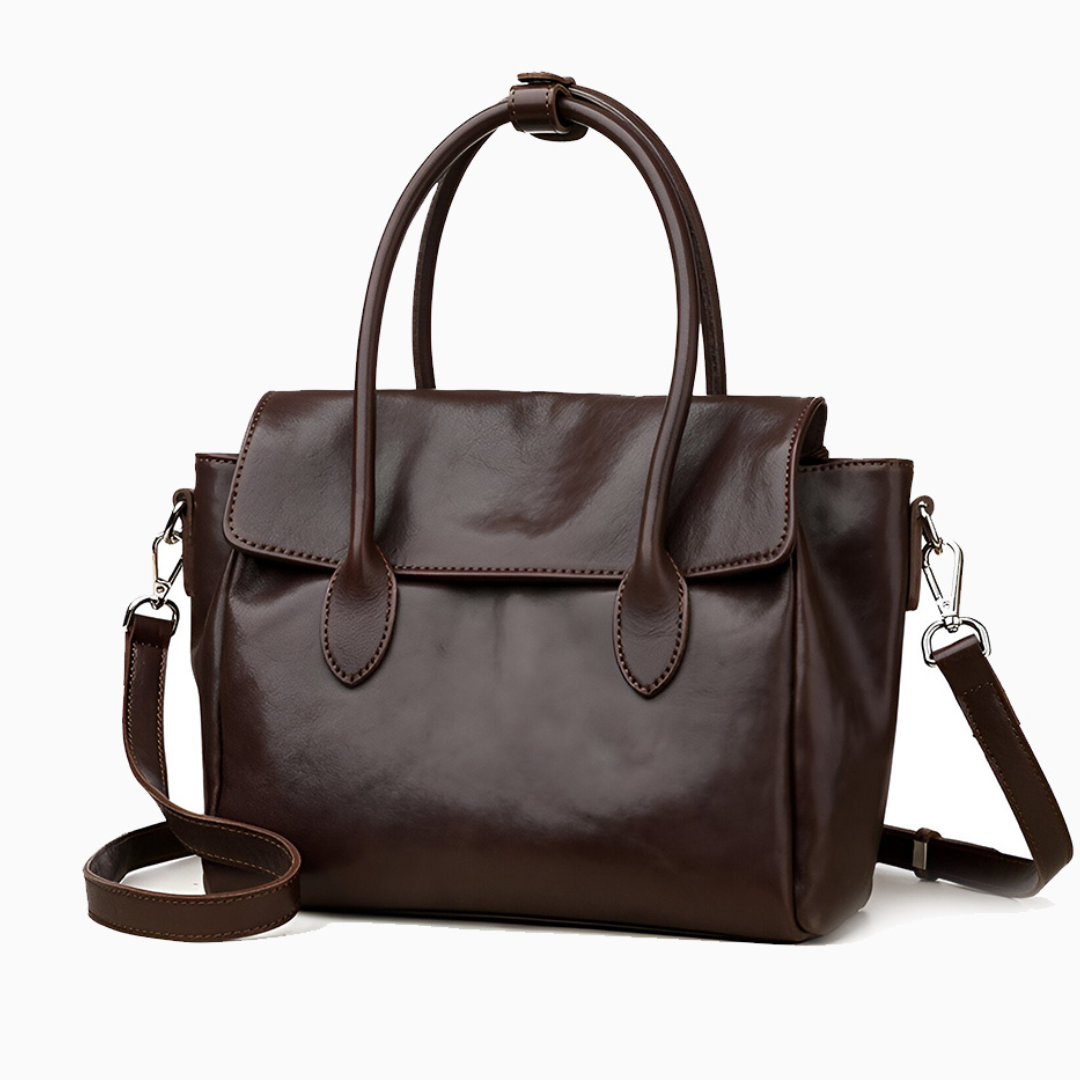 Mocha Classic Leather Satchel – FIORENE