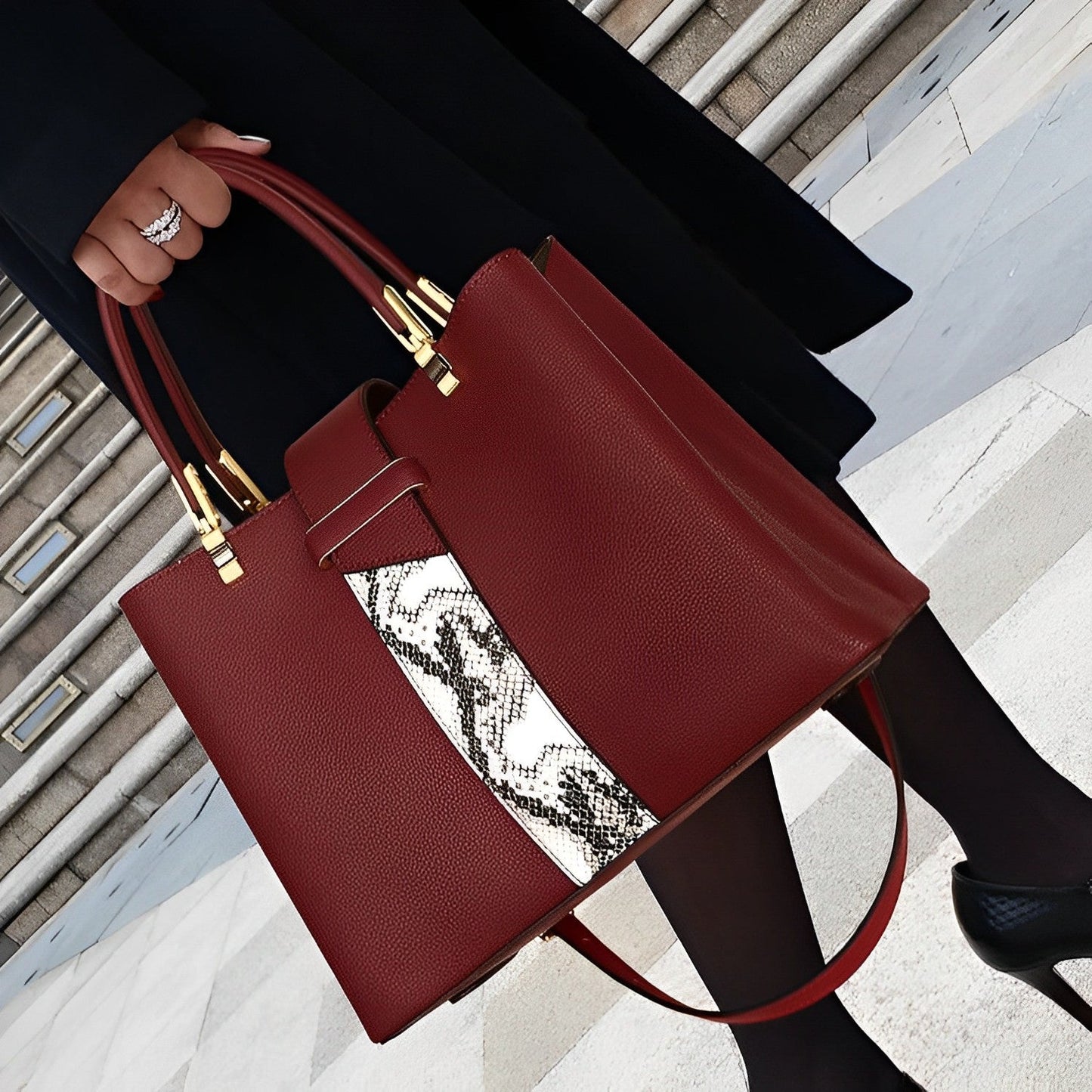Valmara Python Accent Tote Bag– FIORENE