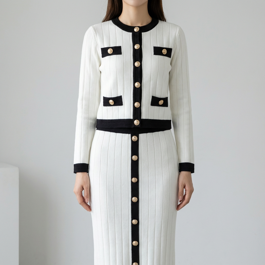 Chic Contrast Knitted Set – FIORENE