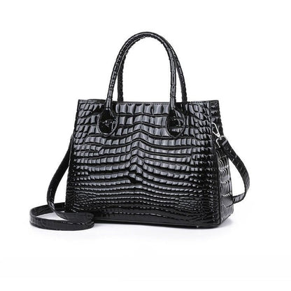 Ebony Croco Gloss Shoulder Bag – FIORENE