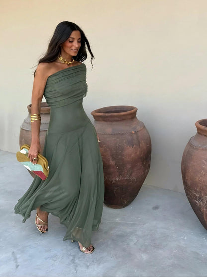 Ophelia Off-Shoulder Mesh Maxi Dress