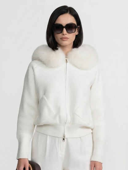 Luxe Fur Collar Wool Hoodie