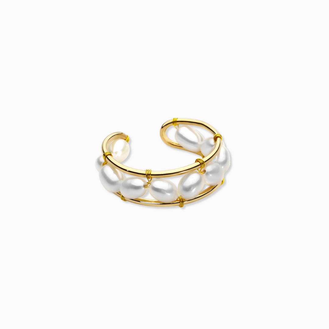 Golden Pearl Orbit Ring – FIORENE