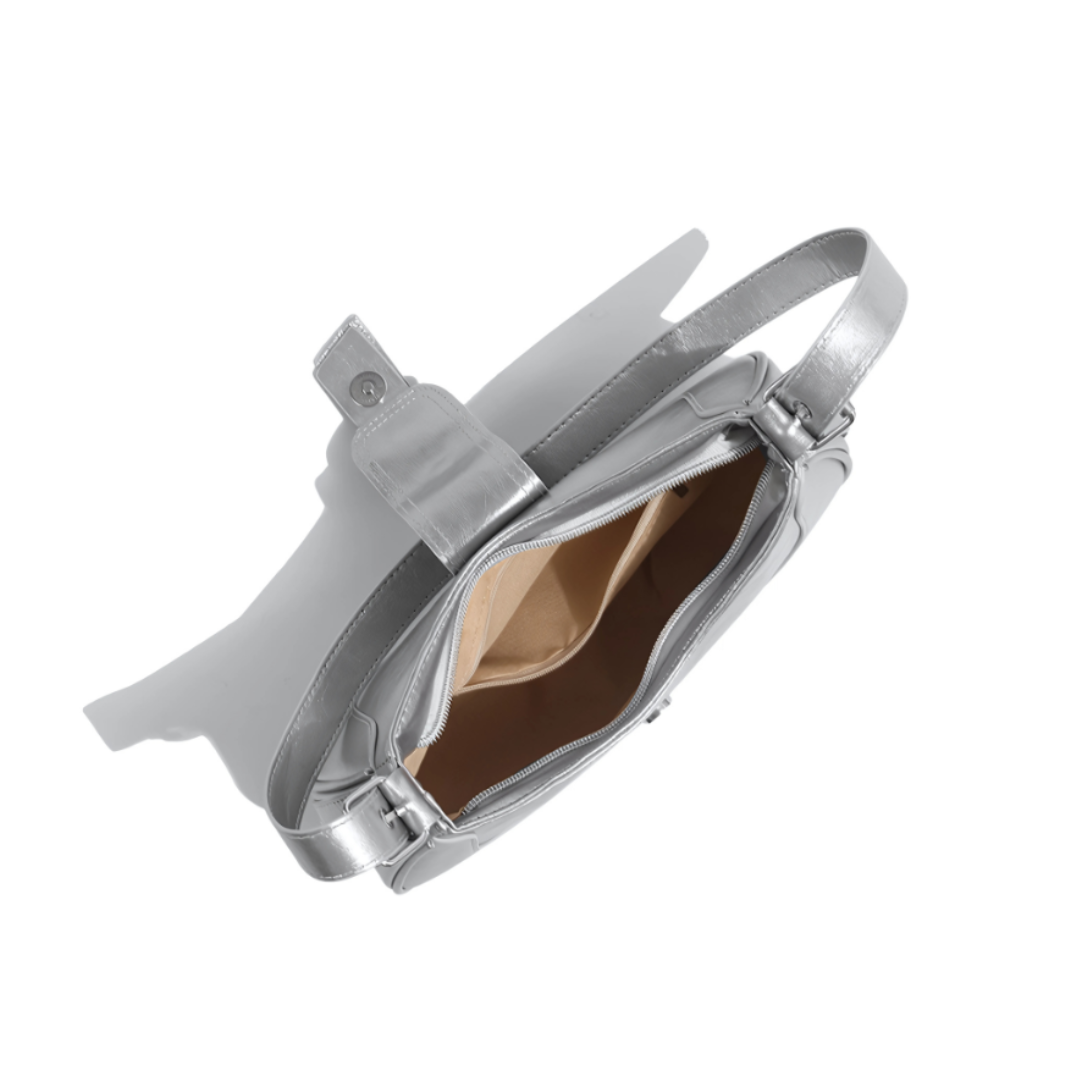Silver Buckle Curve Shoulder Bag – FIORENE