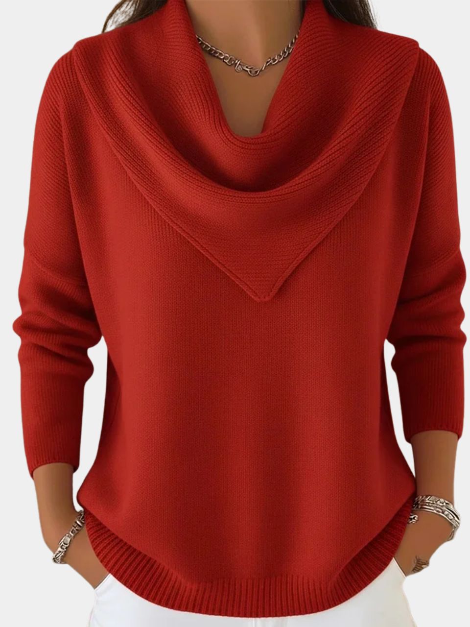 Elegant Retro Triangle Neck Pullover  – FIORENE