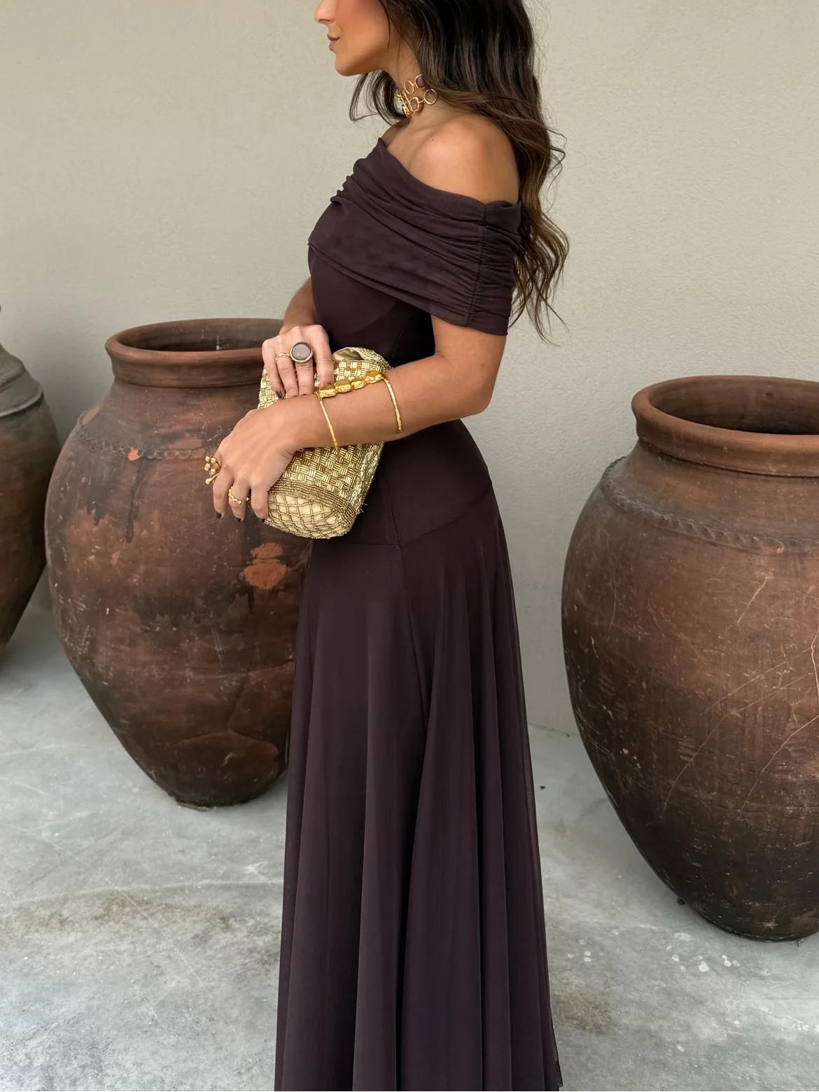 Ophelia Off-Shoulder Mesh Maxi Dress