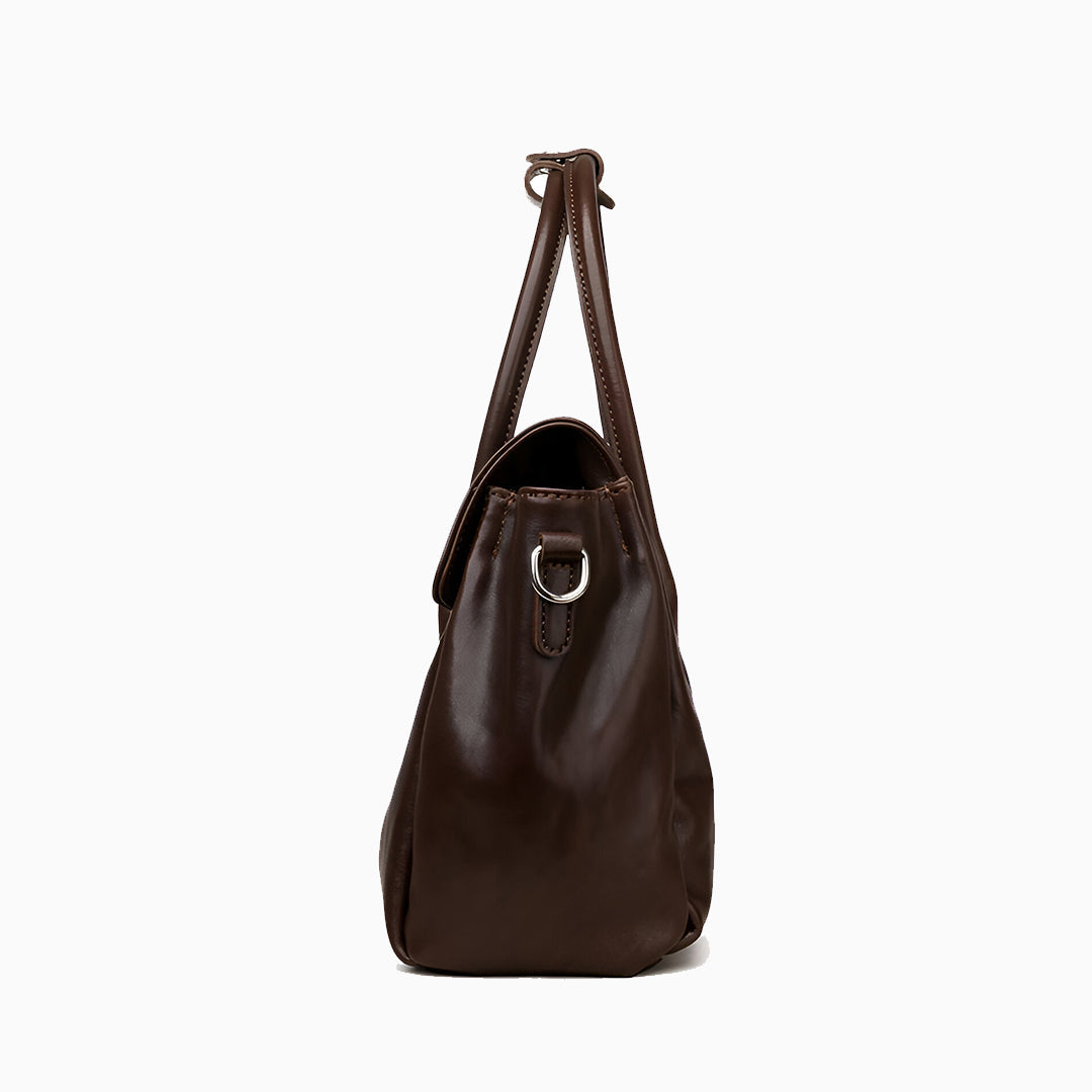 Mocha Classic Leather Satchel – FIORENE