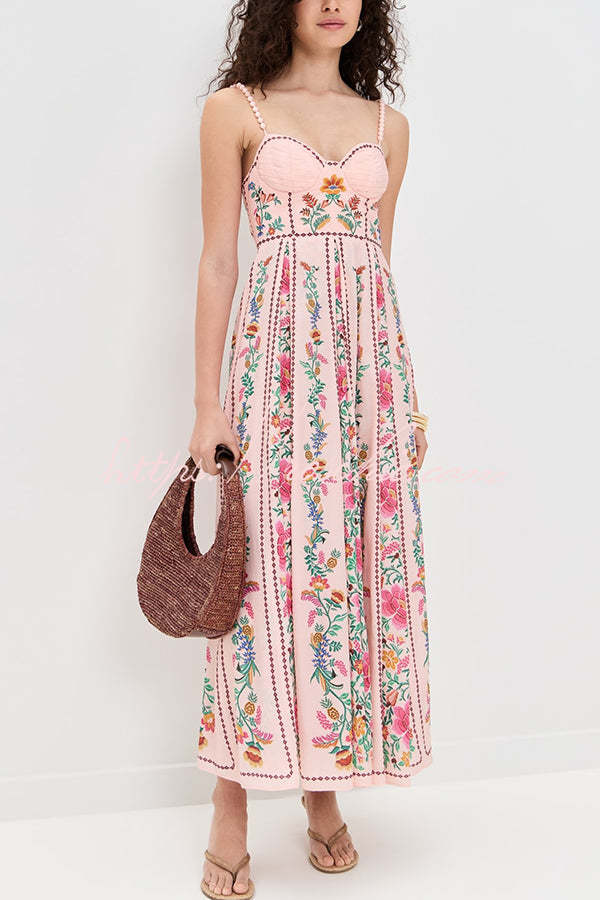 Blush Meadow Beaded Maxi Dress