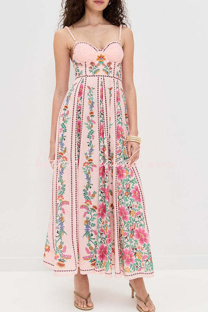 Blush Meadow Beaded Maxi Dress