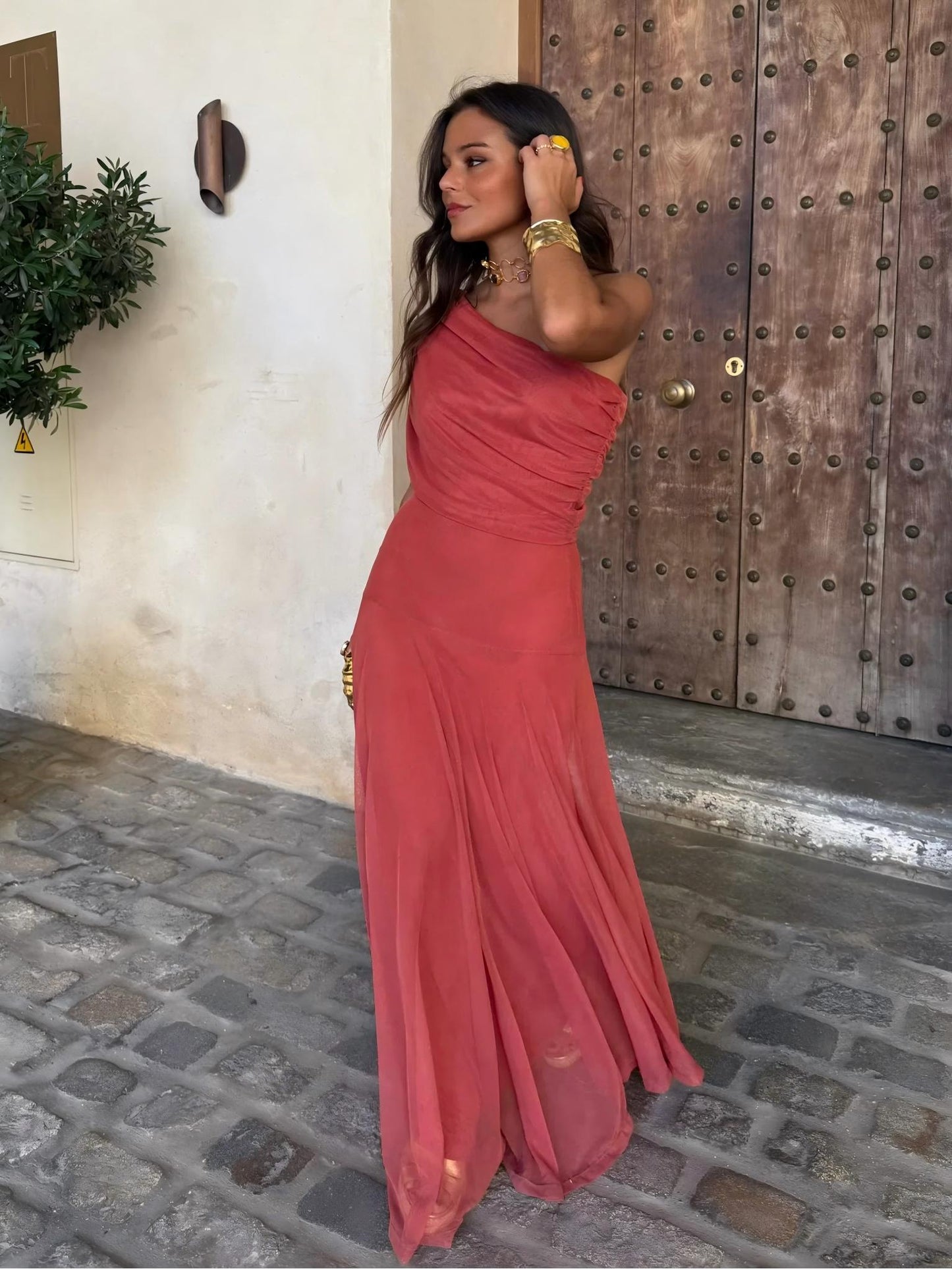 Ophelia Off-Shoulder Mesh Maxi Dress
