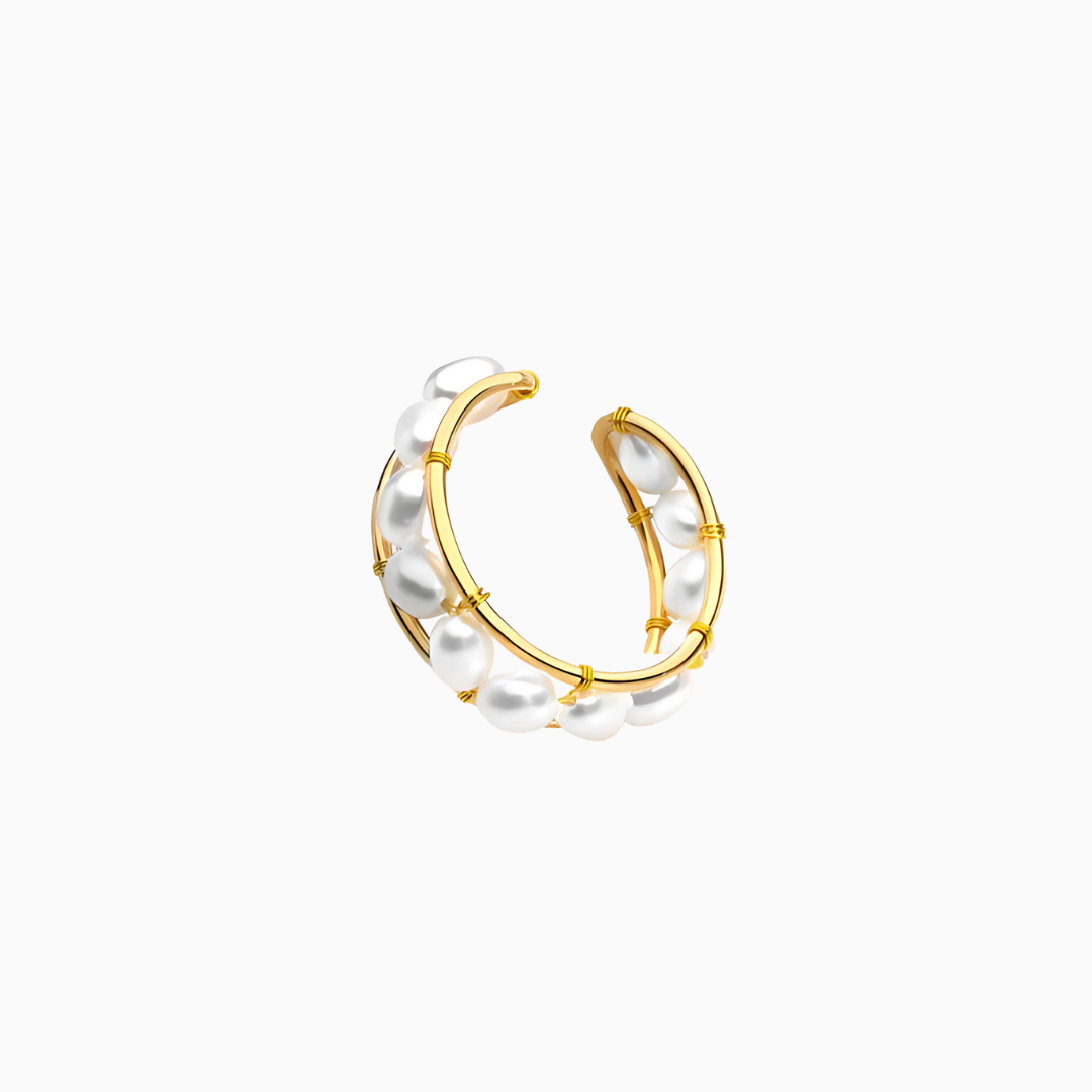 Golden Pearl Orbit Ring – FIORENE