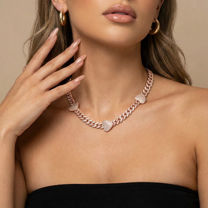 Golden Heart Diamond Chain Necklace - FIORENE