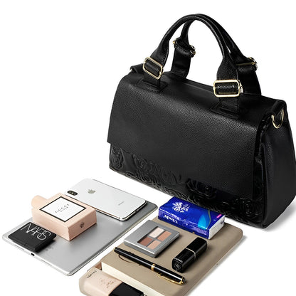 Midnight Embossed Blossom Handbag – FIORENE