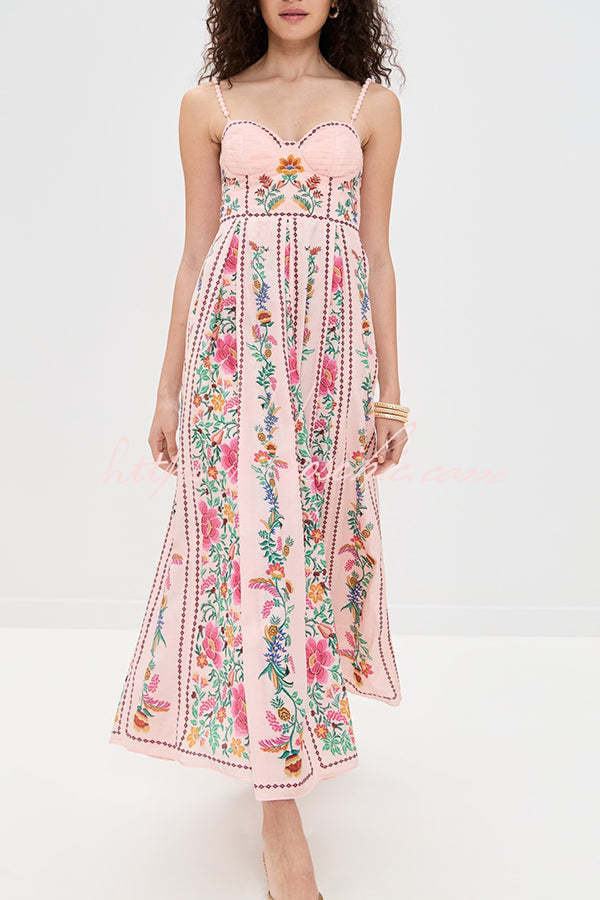 Blush Meadow Beaded Maxi Dress