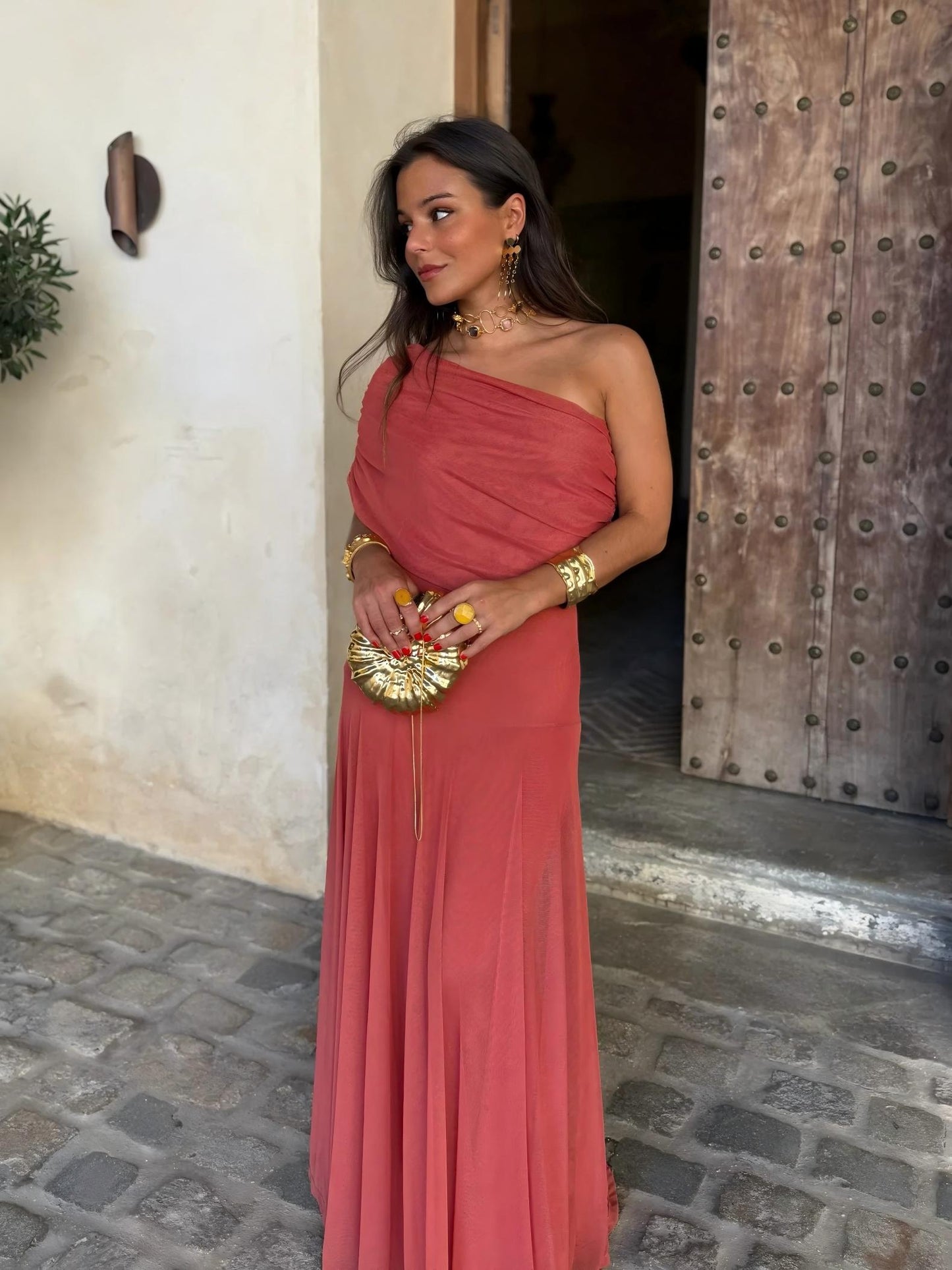 Ophelia Off-Shoulder Mesh Maxi Dress